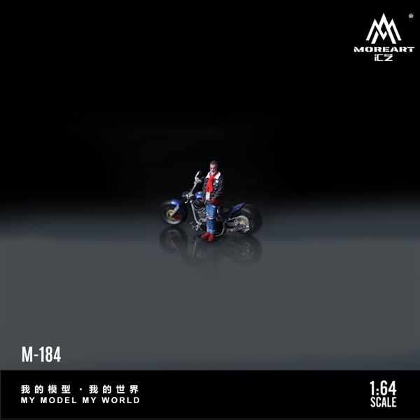  Set mô hình mô tô và figure nhân vật xe Harley-Davidson Ice Blue Motorcycle Rider tỉ lệ 1:64 More Art MO222184 