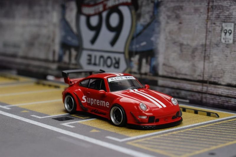  Mô hình xe Porsche RWB 993 sup white flower pattern tỉ lệ 1:64 DEcode DE6416010 