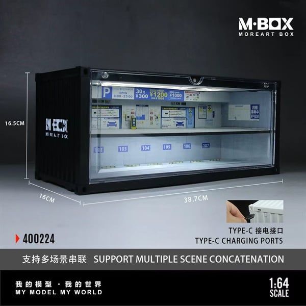 Hộp trưng bày container mô phỏng bãi đỗ xe ngoài trời Namba Sennichimae Underground Parking Lot Scenario có đèn kích thước 38.7cm x 16cm x 16.5cm tỉ lệ 1:64 MoreArt MB400224 