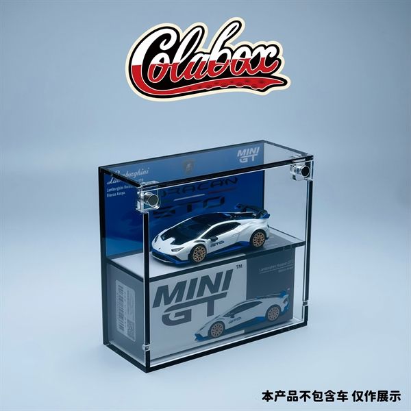  Hộp trưng bày mica cho xe amborghini Huracán STO Bianco Asopo MiniGT có khung ảnh tỉ lệ 1:64 Colabox 788 PKC 