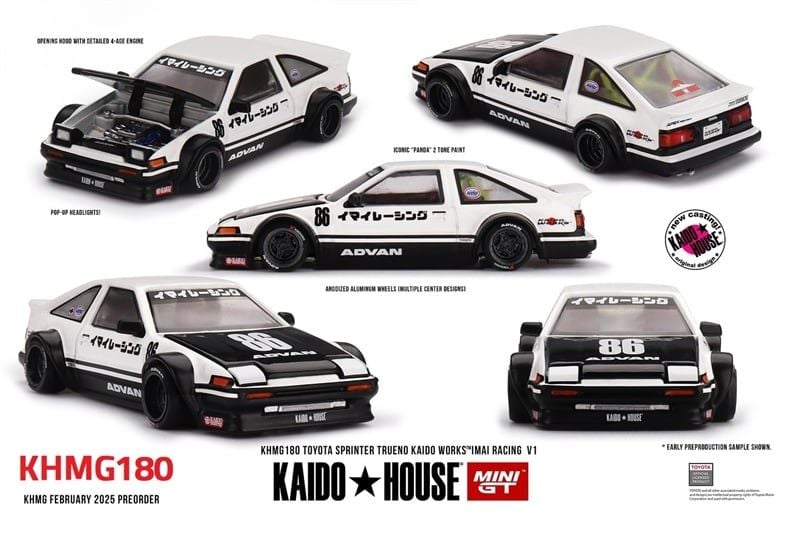  Mô hình xe TOYOTA SPRINTER TRUENO KAIDO WORKS™ IMAI RACING V1 tỉ lệ 1:64 Kaido House KHMG180 