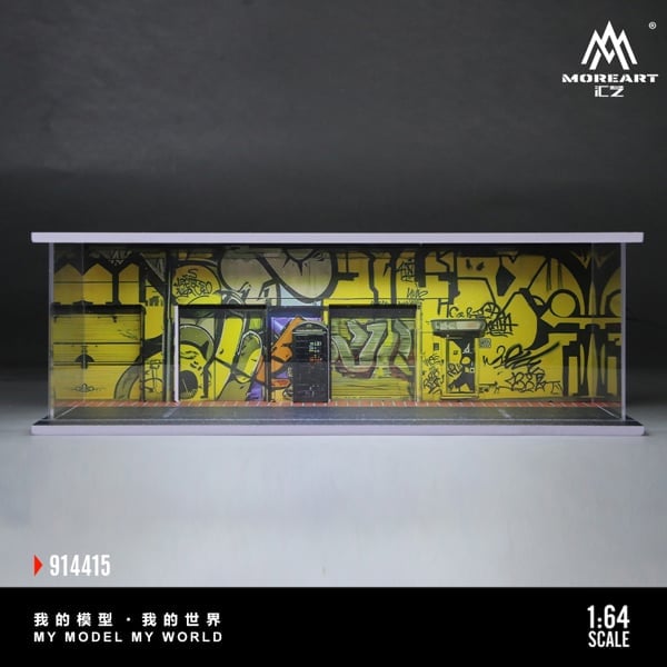  Hộp trưng bày mô phỏng diroram parking lot Street Graffiti Lighting Assembly Scene tỉ lệ 1:64 M-cool MoreArt MO914415 
