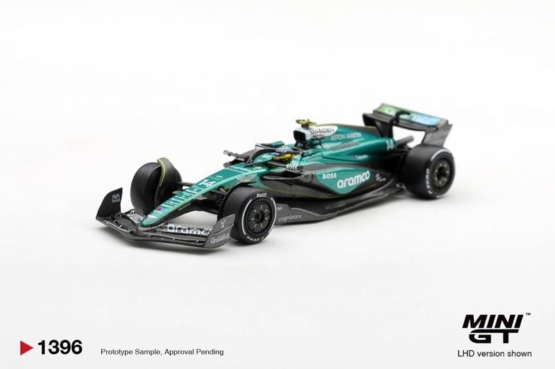  Mô hình xe Aston Martin AMR24 #14 Fernando Alonso 2024 F1 2024 Las Vegas GP bản card tỉ lệ 1:64 MiniGT MGT01396 