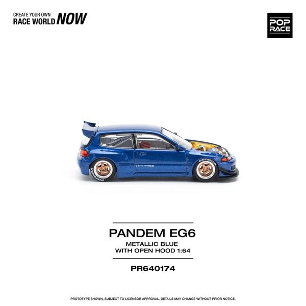  Mô hình xe Pandem EG6 Metallic Blue with Open Hood tỉ lệ 1:64 Poprace PR640174 