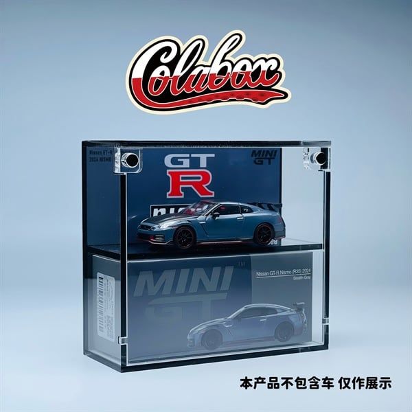  Hộp trưng bày mica cho xe Nissan GT-R Nismo 2024 NISMO Stealth Gray MiniGT có khung ảnh tỉ lệ 1:64 Colabox 868 PKC 