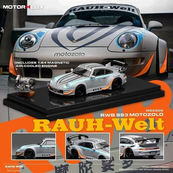  Mô hình xe Porsche Rauh-Welt Licensed Motozolo Grey - RWB993 tỉ lệ 1:64 Motorhelix MH M62205 