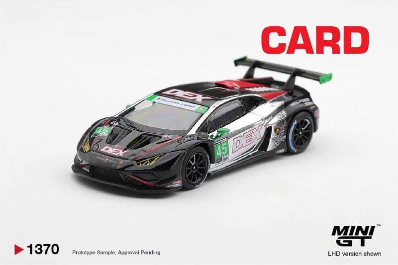  Mô hình xe Lamborghini Huracan GT3 EVO2 #45 DEX Wayne Taylor Racing 2025 bản card tỉ lệ 1:64 MiniGT MGT01370 