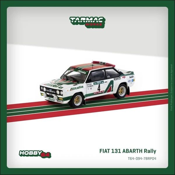  Mô hình xe FIAT 131 ABARTH Rally, Rallye de Portugal - Vinho do Porto 1978 Winner, Markku Alén / Ilkka Kivimäki tỉ lệ 1:64 Tarmac Works T64-094-78RP04 