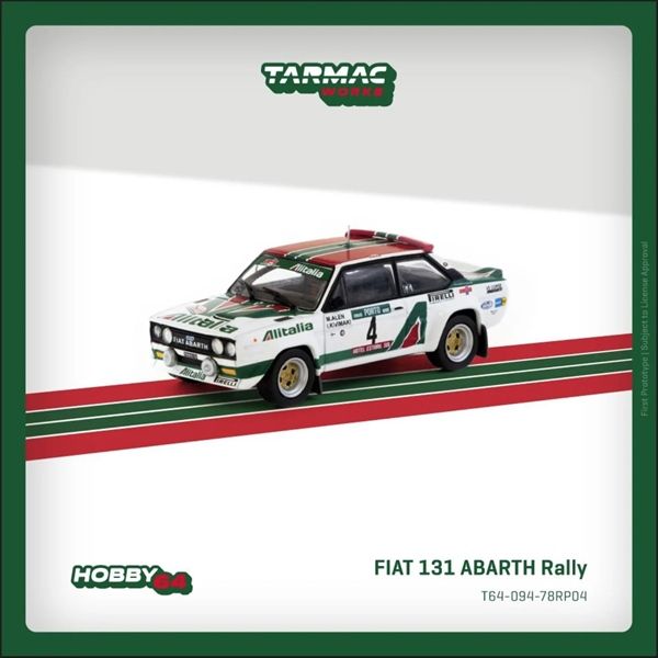  Mô hình xe FIAT 131 ABARTH Rally, Rallye de Portugal - Vinho do Porto 1978 Winner, Markku Alén / Ilkka Kivimäki tỉ lệ 1:64 Tarmac Works T64-094-78RP04 