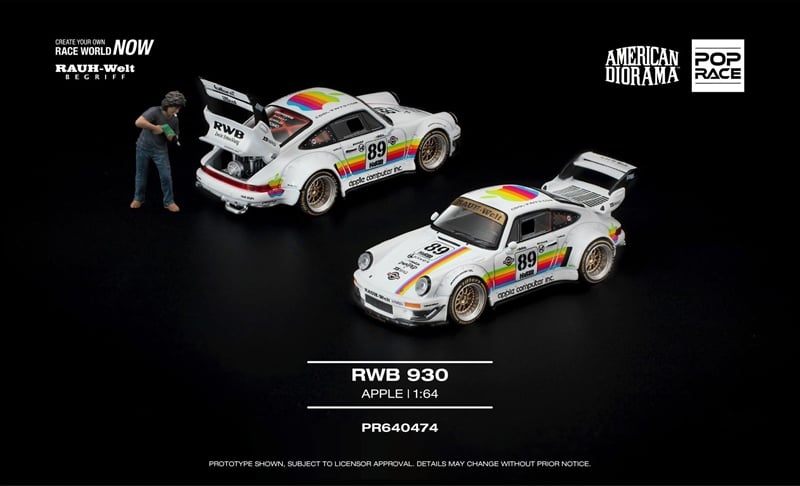  Mô hình xe Porsche RWB 930 Apple tỉ lệ 1:64 PopRace PR640474 