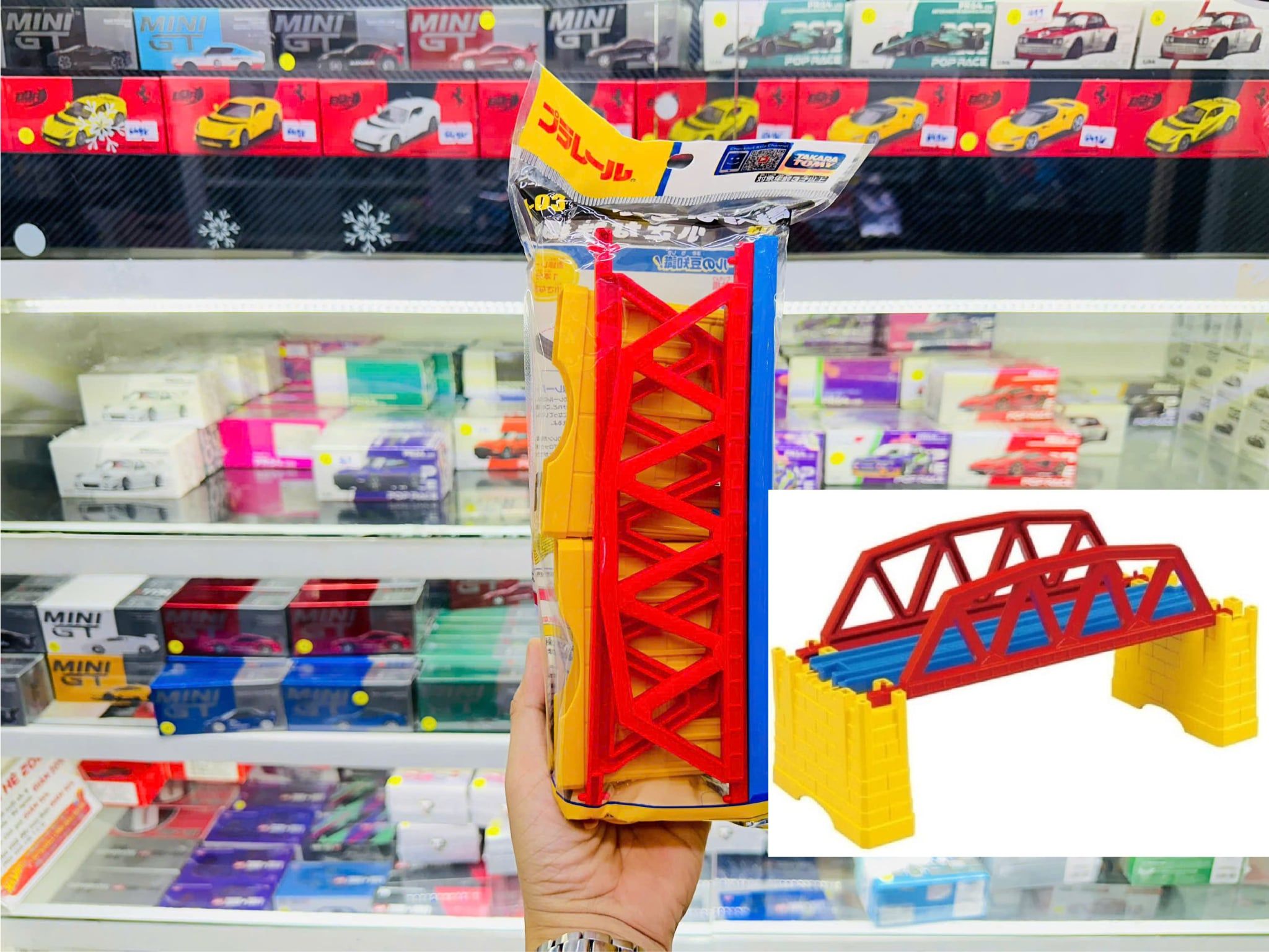  Phụ kiện đường ray dành cho hệ thống tàu điện đồ chơi mô phỏng cầu sắt nhỏ J-03 Small Iron Bridge Takara Tomy 381006 
