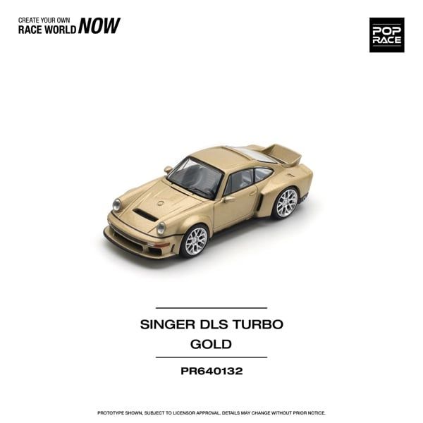  Mô hình xe Porsche 911 SINGER DLS TURBO (ROAD) - Gold tỉ lệ 1:64 Pop Race PR640132 