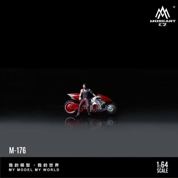  Mô hình nhân vật Red Silver Handed Cyber Motorcycle Doll Simulation Resin Model tỉ lệ 1:64 MoreArt MO222176 