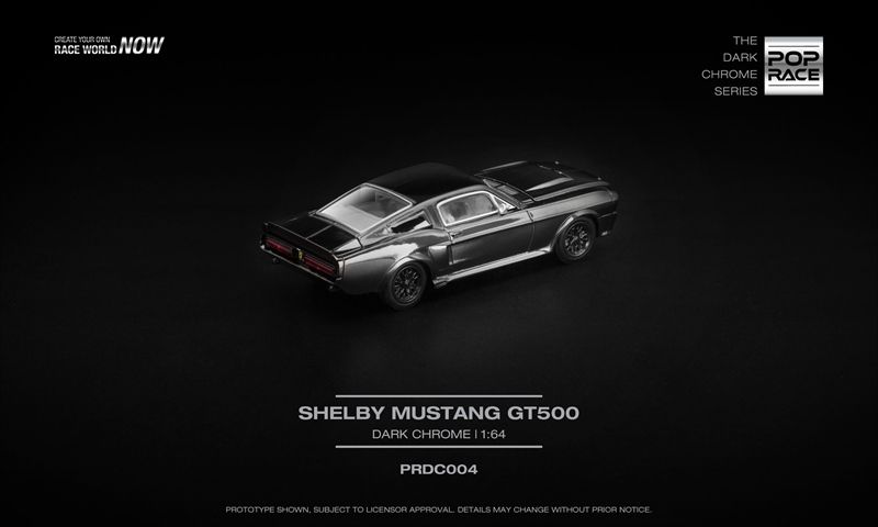 Mô hình xe ô tô Ford Mustang shelby GT500 dark chrome series mở được capo tỉ lệ 1:64 Poprace PRDC004 