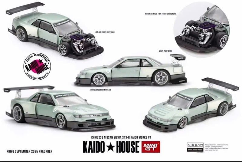  Mô hình xe ô tô Nissan Skyline Silvia S13-R Kaido Works V1 tỉ lệ 1:64 Kaido House KHMG232 