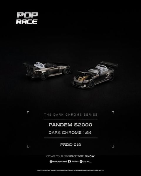  Mô hình xe Pandem S2000 Dark Chrome tỉ lệ 1:64 Pop Race PRDC019 