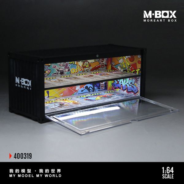  Hộp trưng bày container mô phỏng Bối cảnh chủ đề Graffiti có đèn kích thước 38.7x16x16.5cm tỉ lệ 1:64 MoreArt box M-Box MB400319 