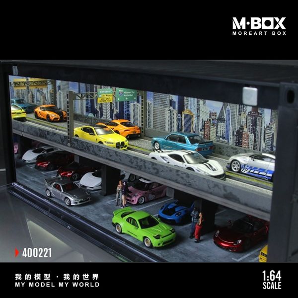  Hộp trưng bày container mô phỏng cầu vượt Overpass Simulation Model có đèn kích thước 38.7x16x16.5cm tỉ lệ 1:64 MoreArt box M-Box MB400221 