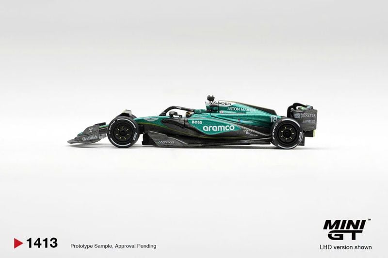  Mô hình xe Aston Martin AMR24 #18 Lance Stroll 2024 F1 2024 Las Vegas GP bản card tỉ lệ 1:64 MiniGT MGT01413 