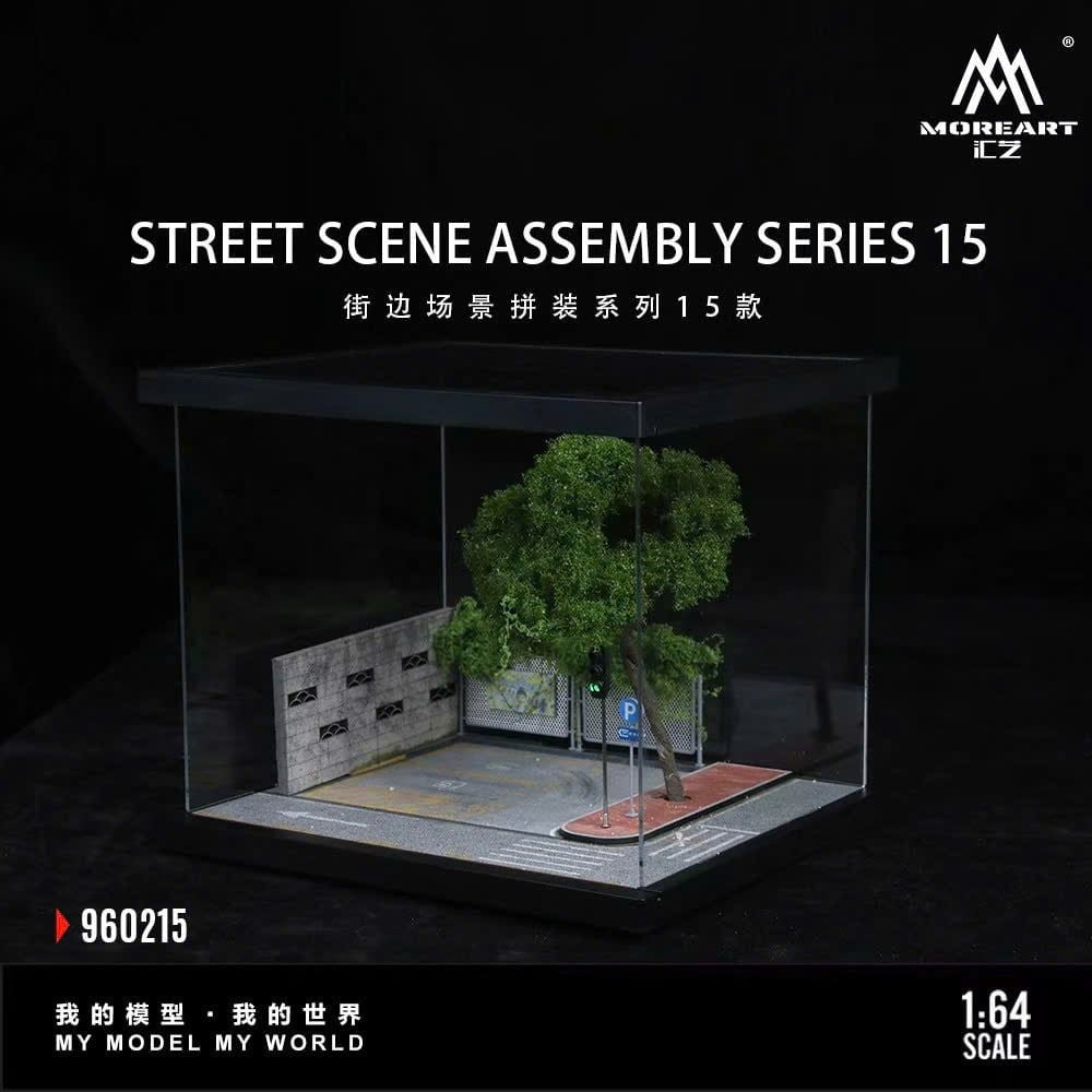  Hộp trưng bày mô phỏng công viên có hàng rào - đèn giao thông hộp mica Street Scene Assembly Series 15 22cm x 19.5cm x 15.5cm tỉ lệ 1:64 MoreArt MO960215 