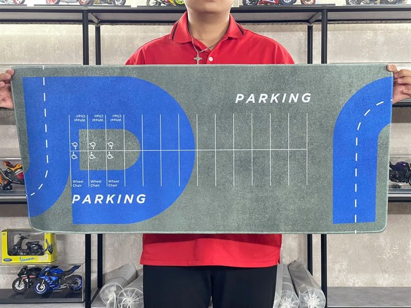  Phụ kiện thảm sa bàn chống trượt mô phỏng diorama bãi đỗ xe có đường đi xanh kích thước 90x40 cho mô hình xe 1:64 Autono1 PT021 