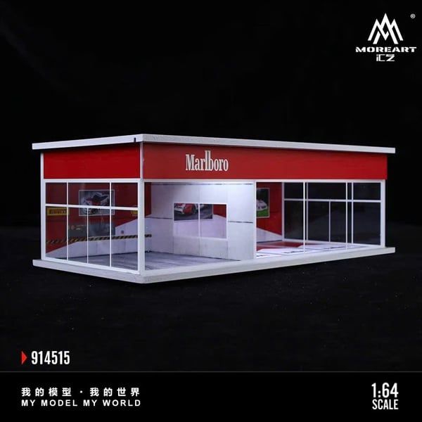 Hộp trưng bày mô phỏng showroom Malboro - Parking Showroom Scene có đèn kích thước 30cm x 15cm x 10cm tỉ lệ 1:64 MoreArt MO914515 