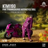  Set mô hình nhân vật figure và xe mô tô KTM 1190 Tyrannosaurus Roxy #80 pink resin tỉ lệ 1:64 MoreArt MO222198 