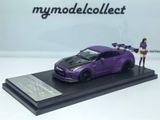  Mô hình xe Nissan GTR R35 Matt Purple Carbon Fiber Cover Paint + Includes Figure tỉ lệ 1:64 Mymodelcollect OT64756 