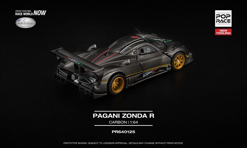  Mô hình xe Pagani Zonda R mở được nắp máy - capo tỉ lệ 1:64 Poprace PR640125 
