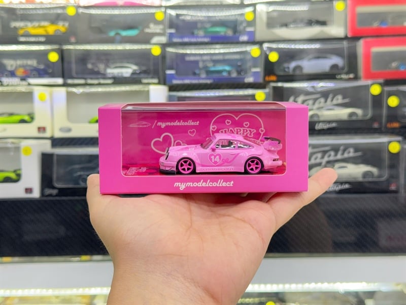  Mô hình xe Porsche 930 RWB GT wing Valentine's Day pink livery limited 999pcs tỉ lệ 1:64 Mymodelcollect MC640003P 