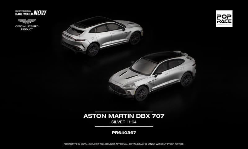  Mô hình xe Aston Martin DBX 707 - Silver tỉ lệ 1:64 Pop Race PR640367 