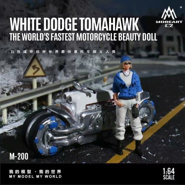  Mô hình nhân vật và xe Dodge Tomahawk World's Fastest Motorcycle blue tỉ lệ 1:64 MoreArt MO222200 