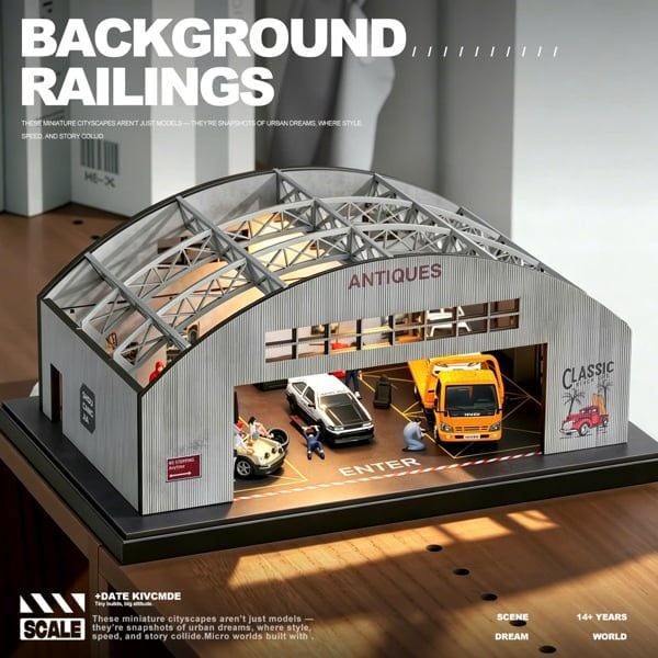  Hộp trưng bày mô phỏng garage nhà kho kích thước tỉ lệ 1:64 Shou Cang Jia SCJ82077 