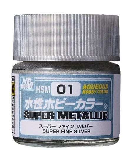  Aqueous HSM01 Superfine silver sơn mô hình màu bạc ánh kim dòng Super Metallic Color 10ml Mr.Hobby HSM01 