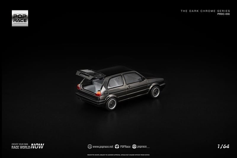  Mô hình xe Volkswagen Golf Gti MK2 Dark Chrome tỉ lệ 1:64 Poprace PRDC006 