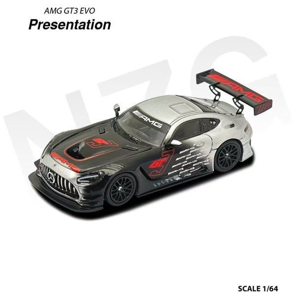  Mô hình xe Mercedes-Benz AMG GT3 EVO 2 Black Presentation Black tỉ lệ 1:64 Kilo Works 114601005 