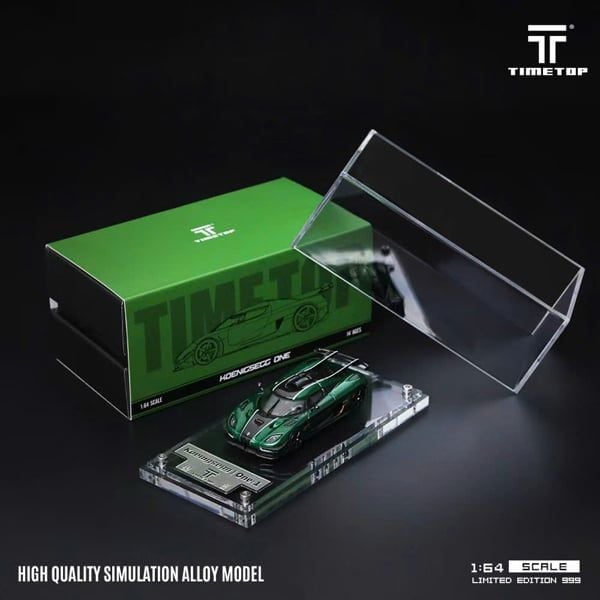  Mô hình xe ô tô Koenigsegg One:1 Green mở được nắp máy tỉ lệ 1:64 Timetop TT644813 
