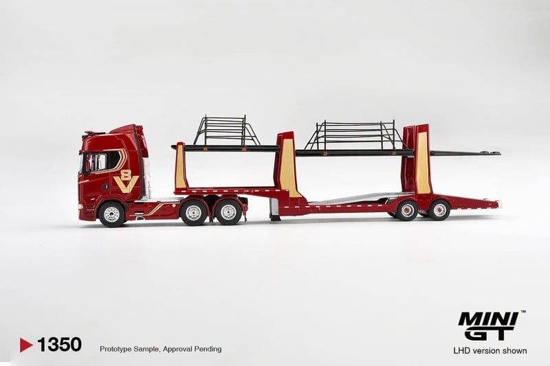  Mô hình xe Scania 770S A6x4NA V8 50th Anniversary Car Transporter Red tỉ lệ 1:64 MiniGT MGT01350-L 