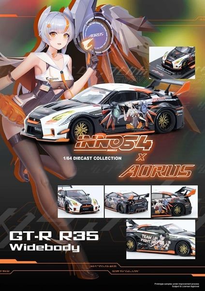  Mô hình xe Nissan GTR R35 Wide body LBWK AORUS X INNO64 Limited Edition tỉ lệ 1:64 Inno64 IN64-R35LB-AORUS 
