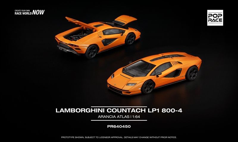  Mô hình xe Lamborghini Countach Lp1 800-4 Arancia Atlas tỉ lệ 1:64 Poprace PR640450 