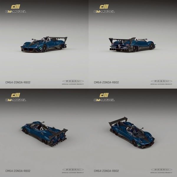  Mô hình xe Pagani Zonda Revolution Barchetta Blue Fullcarbon tỉ lệ 1:64 CM model CM64-ZONDA-RB02 