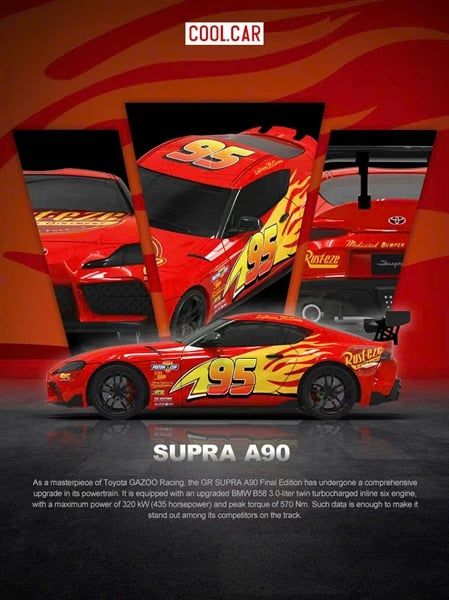  Mô hình xe ô tô Toyota Supra A90 custom Lightning McQueen limited 500pcs tỉ lệ 1:64 Cool car CC647416 