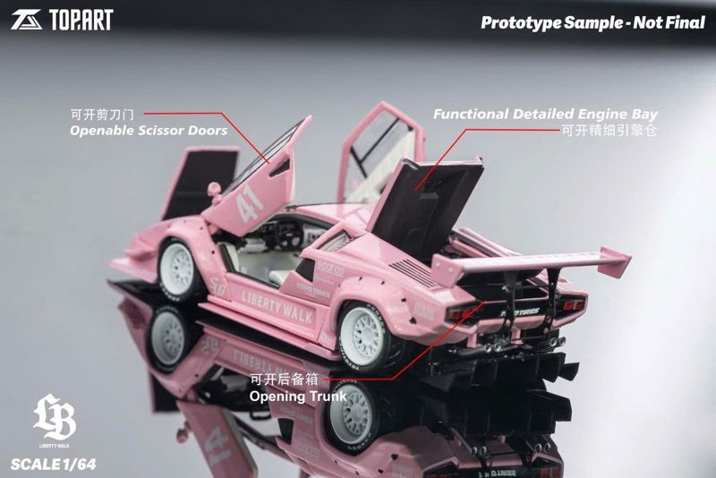  Mô hình xe Lamborghini Countach LBWK Lover Pink full open tỉ lệ 1:64 TopArt TAO640012 