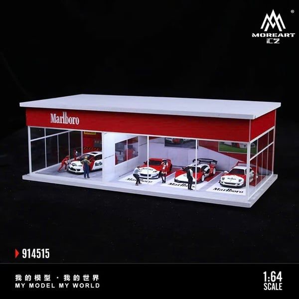  Hộp trưng bày mô phỏng showroom Malboro - Parking Showroom Scene có đèn kích thước 30cm x 15cm x 10cm tỉ lệ 1:64 MoreArt MO914515 