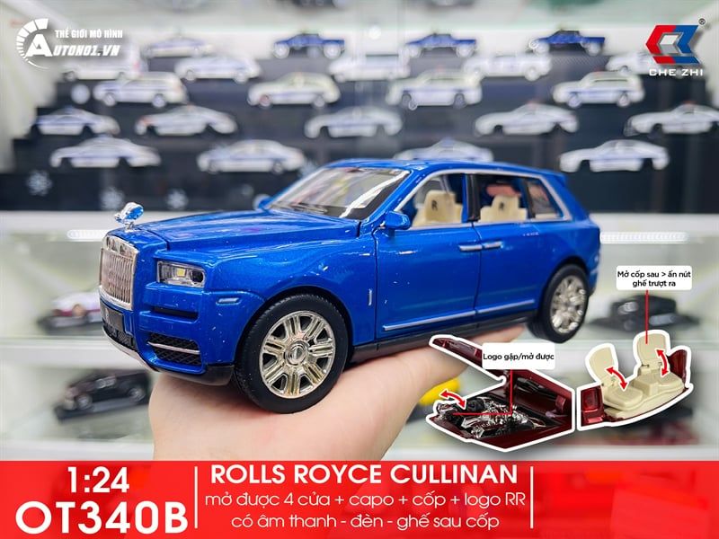  Xe ô tô mô hình bằng hợp kim và nhựa RR Cullinan tỉ lệ 1:24 Chezhi OT340 