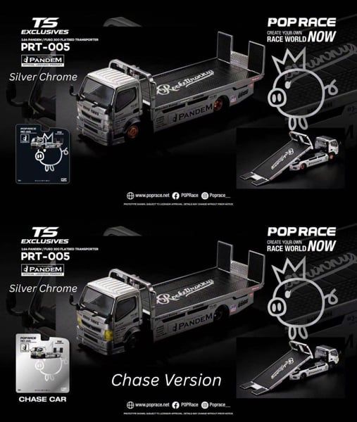  Mô hình xe Pandem Fugo 300 Flatbed Transporter sliver chrome Pop Race x Tokyo Station PRT005 
