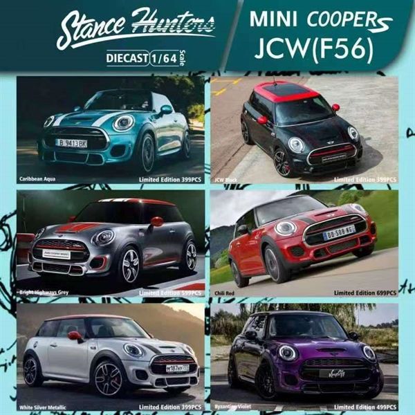  Mô hình xe Mini Cooper JCW (F56) Stance Hunters tỉ lệ 1:64 Alloy model OT64583 