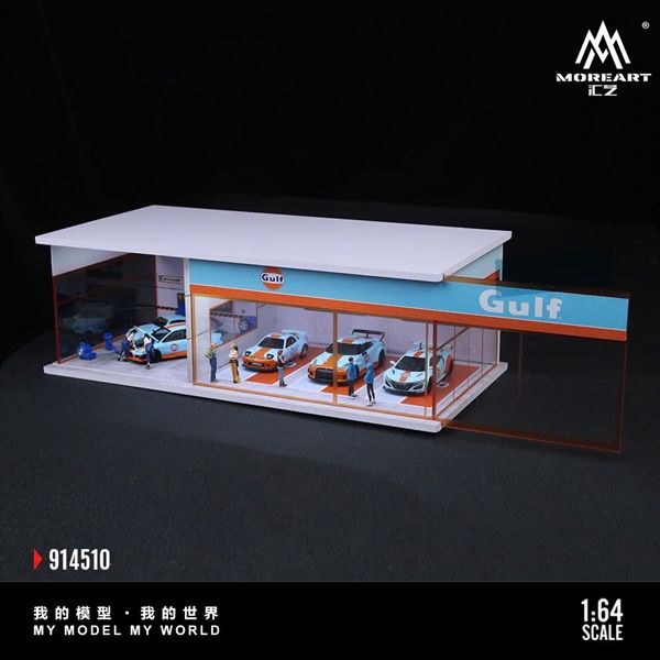  Hộp trưng bày mô phỏng showroom GULF Parking Scene có đèn kích thước 30cm x 15cm x 10cmtỉ lệ 1:64 MoreArt MO914510 