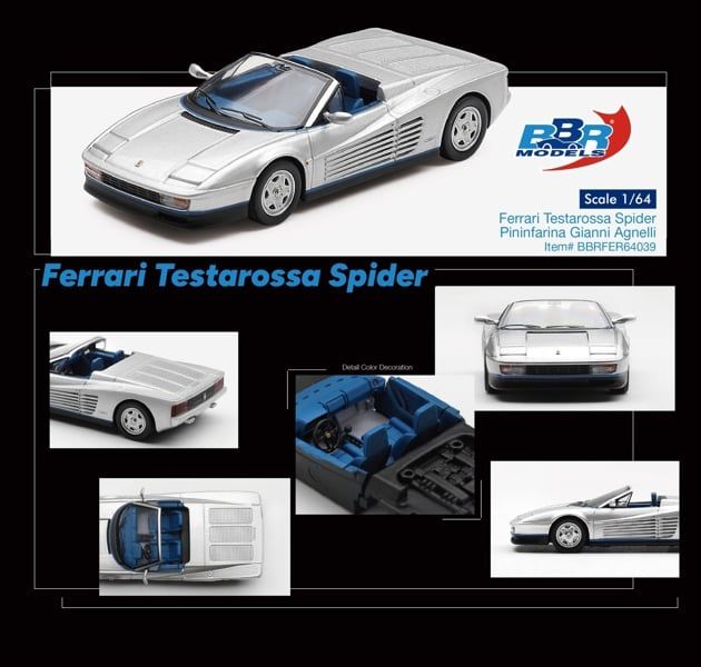  Mô hình xe Ferrari Testarossa Spider Pininfarina Gianni Agnelli tỉ lệ 1:64 BBR 