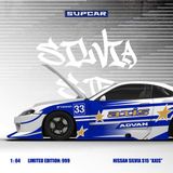  Mô hình xe Nissan Silvia S15 “AXIS” No. 33 Blue and White Livery Die-Cast Car Model tỉ lệ 1:64 SC model SC646011 